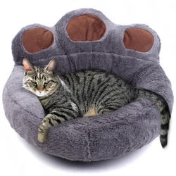 Cama nido de felpa para gatos – Cálida y acogedora para el frío