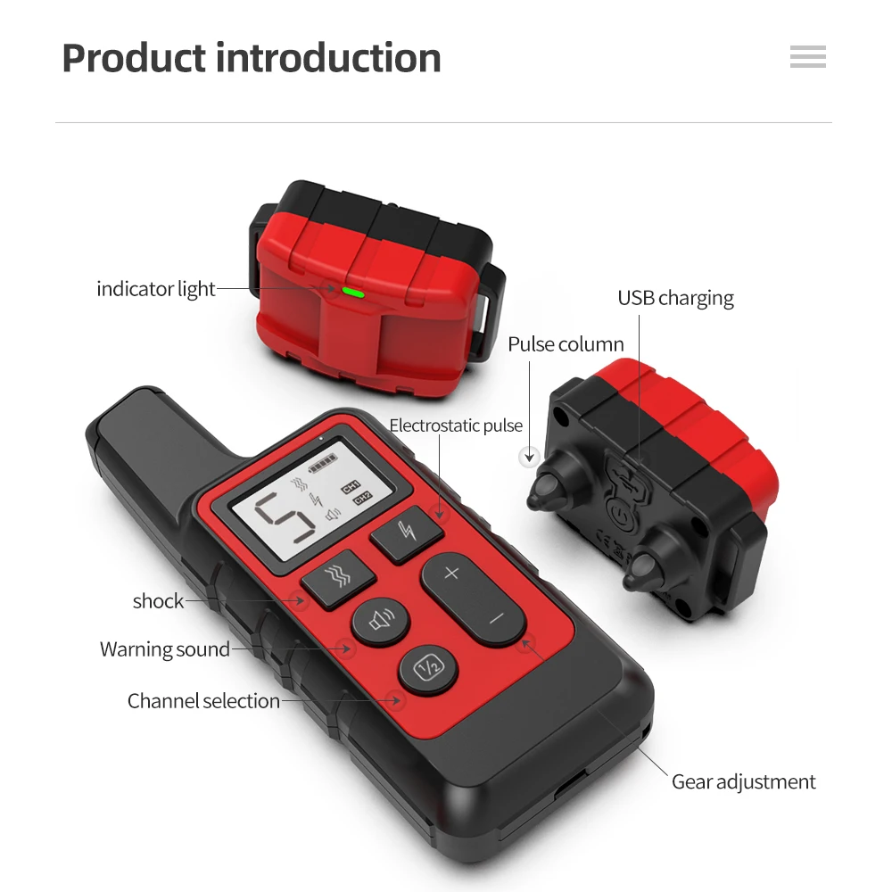 Nuevo Collar de entrenamiento para perros resistente al agua de 500m, Control remoto para mascotas, recargable, sonido de choque, vibración, Collar para perro, mando a distancia - imagen 2