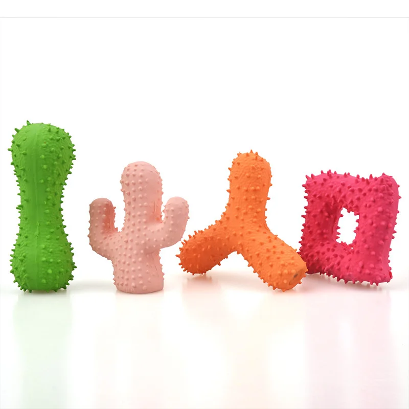 Juguete de goma de seguridad para perros pequeños, juguetes para masticar con hueso de Cactus, limpieza de dientes, accesorios para mascotas - imagen 4