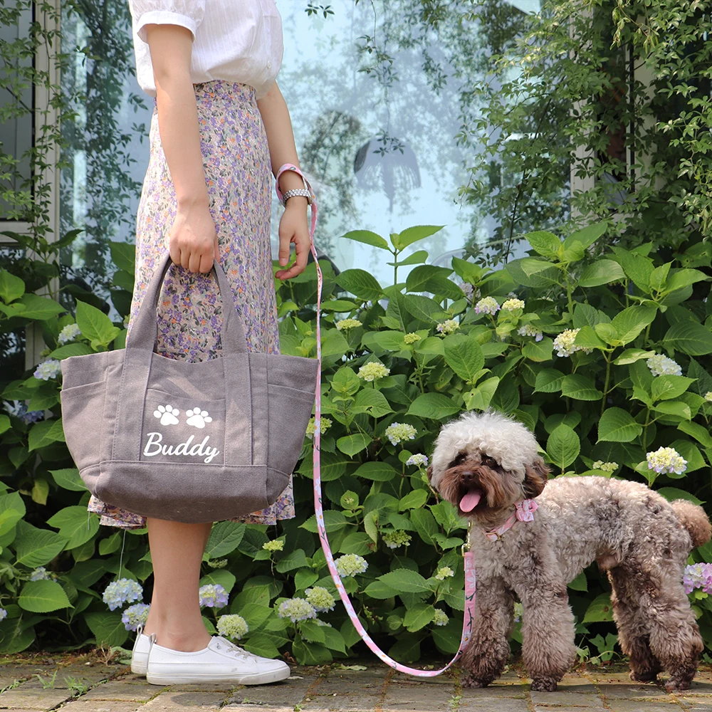 Bolsa de viaje personalizada para mascotas, bolso de mano portátil para juguetes de mascotas, correa para botella, estampado gratis, perros y gatos - imagen 5