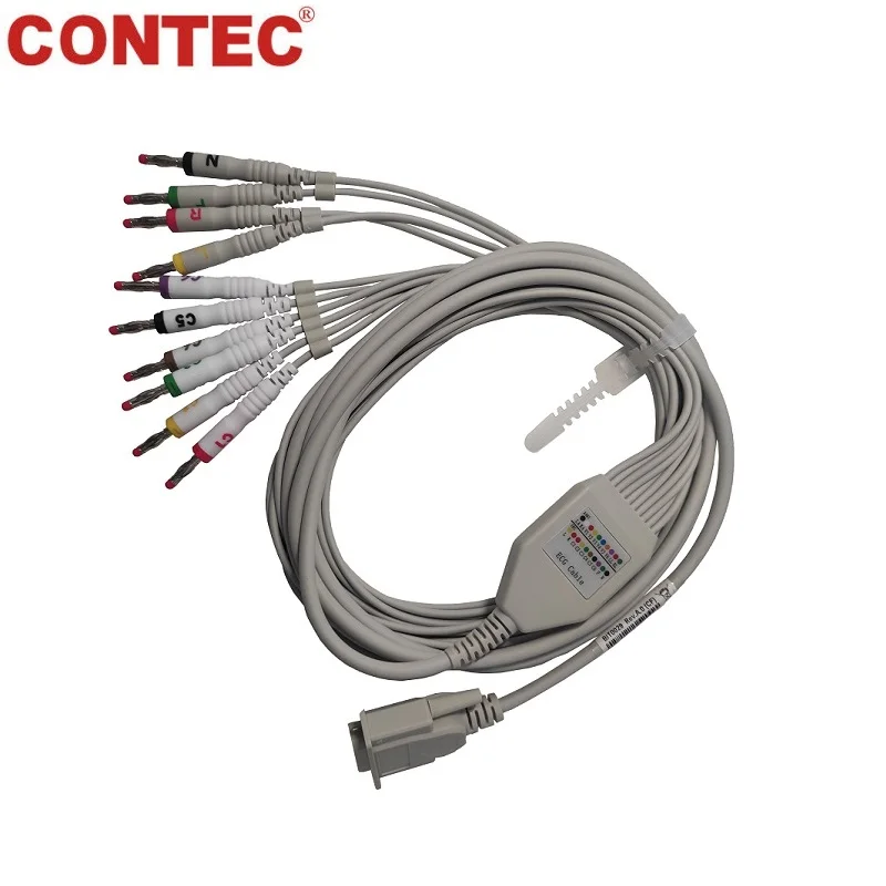 CONTEC-Cable EKG para ECG 80A/90A, 10 cables, botón Banana, 100G/300G/600G, 1200G, CONTEC 8000G - imagen 5