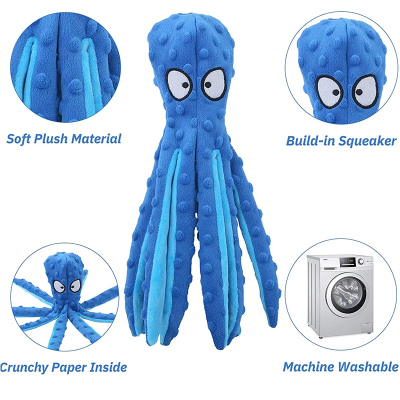 Concha de piel de pulpo, juguete de peluche resistente a mordeduras, juguetes para chirrido resistentes a perros, juguetes de entrenamiento para cachorros, мягкие игрушки - imagen 3