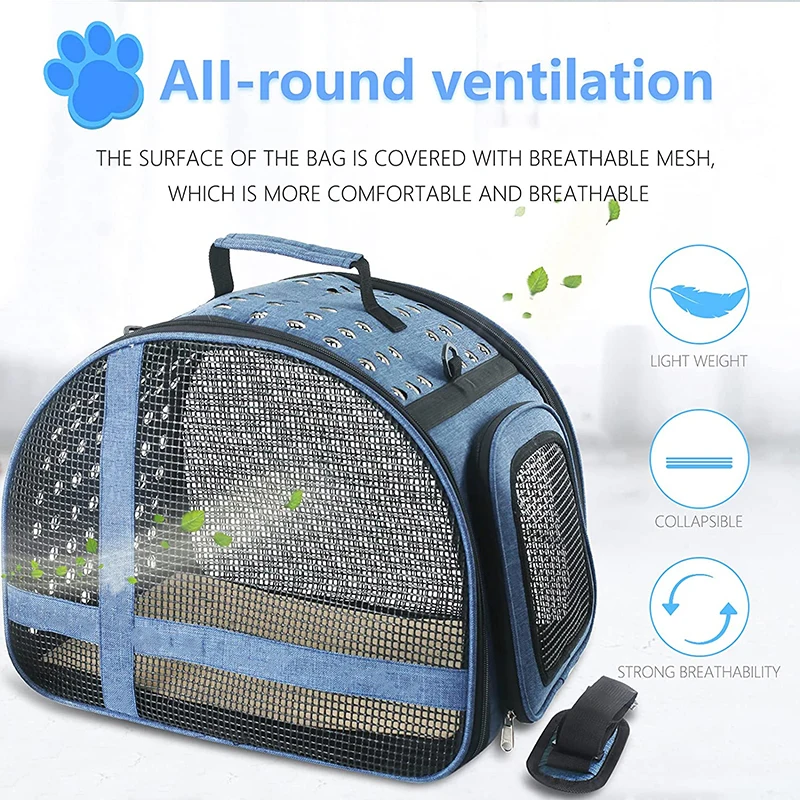 Benepaw-Bolsa de transporte duradera para gatos, malla de ventilación para ventanas, correa de hombro, bolso de transporte de lados suaves para pequeños perros y gatos, Viajes - imagen 5
