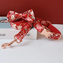 Collar y correa floral para perros medianos y grandes-Ajuste regulable