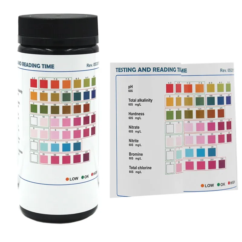 50 Strips 7 in 1 Test Strips Swimming Pool Spa Reagent Strips for Water pH Chlorine Alkalinity Bromine Hardness Tools 40%off - imagen 2