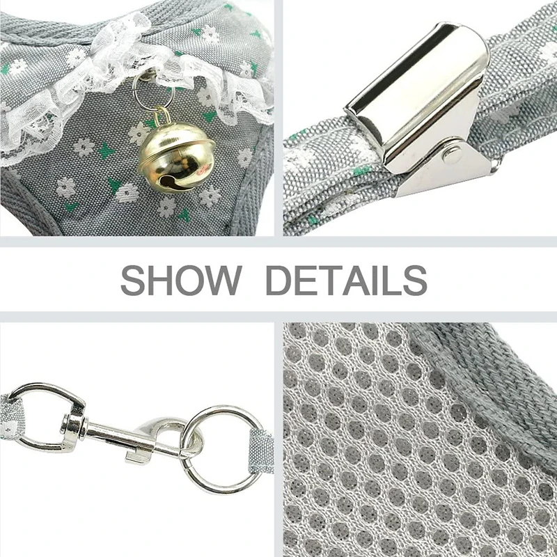 Benepaw-Conjunto de guantes y correa para perros, accesorio Floral, duradero, ajustable, transpirable, sin tirones, campana, chaleco para mascotas pequeñas, medianas y gatos - imagen 5