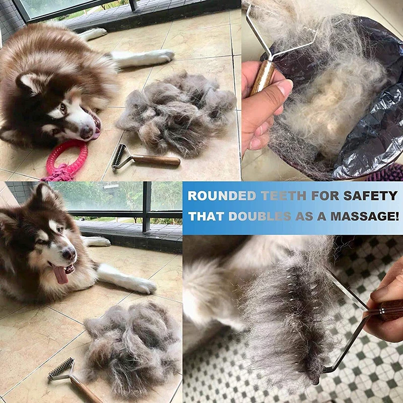 Benepaw-cepillo profesional para perro, rastrillo de Peine seguro para mascotas, elimina los nudos de la capa inferior, mango de madera, Goomer para cachorros - imagen 2