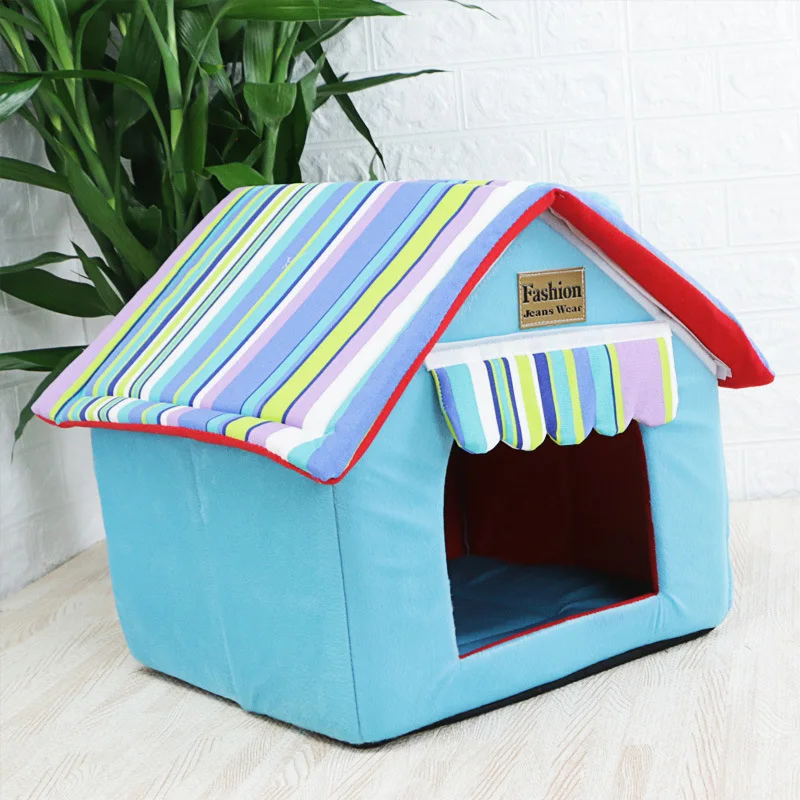 Tienda y nido para casa extraíbles y lavables para mascotas, perrera para perros, estera plegable para gatos, para todas las estaciones, cálida, de verano - imagen 4