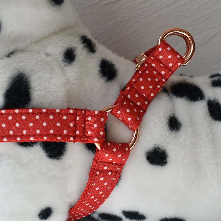 Correas para perros con punto de onda roja, arnés estampado para perros, correa básica para perros, hebilla ajustable, tela de algodón para perros grandes y pequeños, Chihuahua - imagen 5