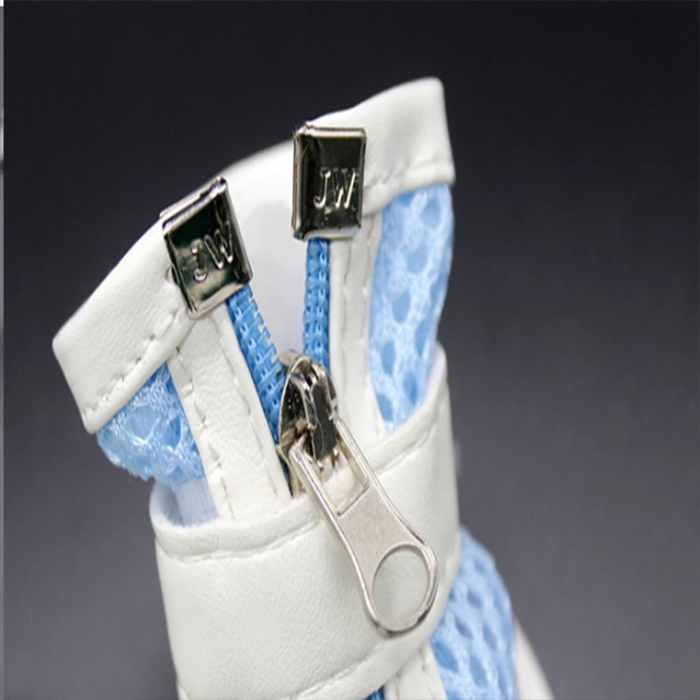 4 unids/set de zapatos para perros, zapatos informales antideslizantes para perros pequeños, Chihuahua, Bulldog, lindos zapatos para mascotas, zapatillas de deporte de malla suave transpirables para primavera y verano - imagen 5