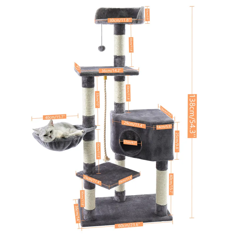 Árbol de marco de escalada para gatos de lujo con postes de rascado cubiertos de Sisal, torre para gatos, muebles, Centro de Actividades para gatitos, casa de juegos para gatitos - imagen 4