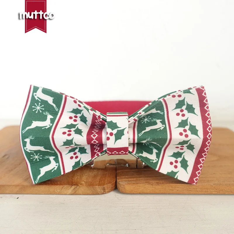 MUTTCO vende al por menor collar de perro de diseño propio THE CHRISTMAS CUER hecho a mano poliéster satinado y nylon 5 tamaños collar de perro UDC094 - imagen 4