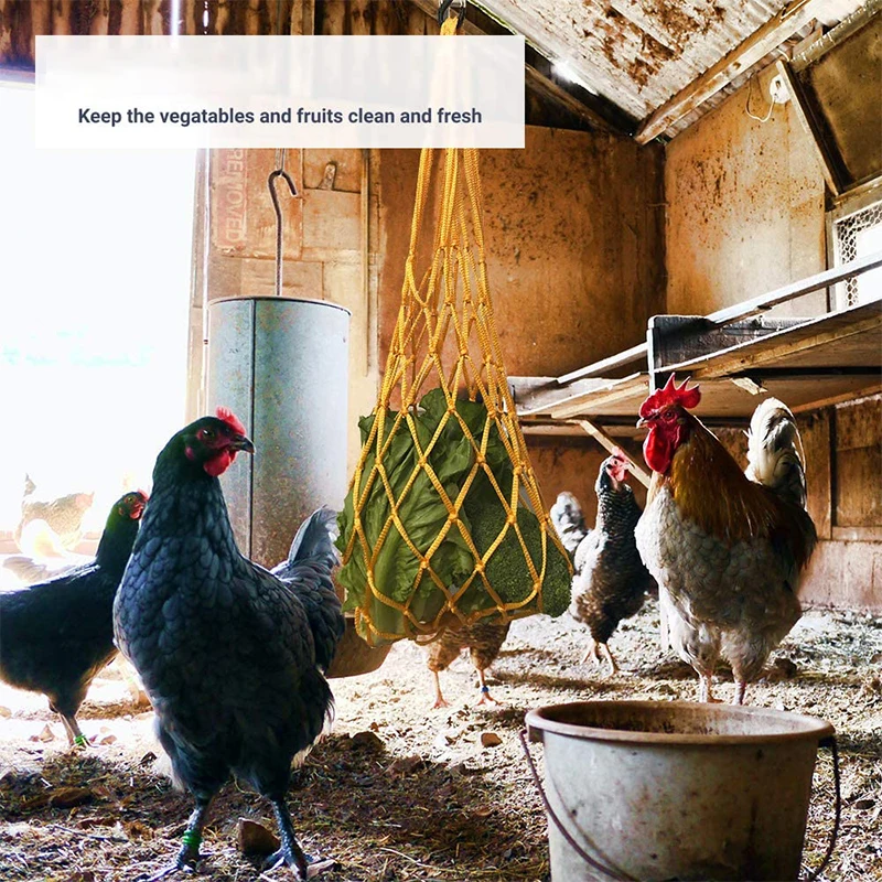 Bolsa de cuerda de red para aves de corral, comedero para pollo, repollo, herramienta de alimentación para aves grandes, ganso, pato - imagen 5