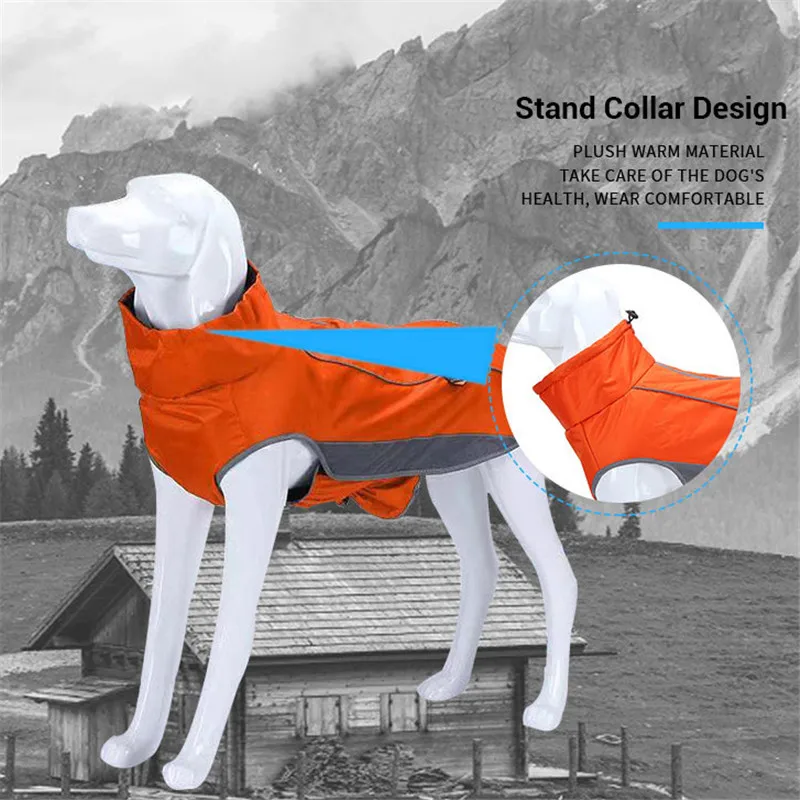 Chaqueta para perros, traje de esquí impermeable reflectante para perros, ropa de invierno con forro polar para perros medianos y grandes, senderismo al aire libre a prueba de viento - imagen 5