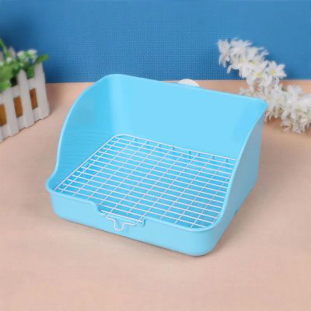 Inodoro para conejos, orinal de entrenamiento, caja de arena a prueba de pulverización, antisalpicaduras con fondo de malla de alambre de acero para jaula de conejillo de indias, mascota pequeña - imagen 3