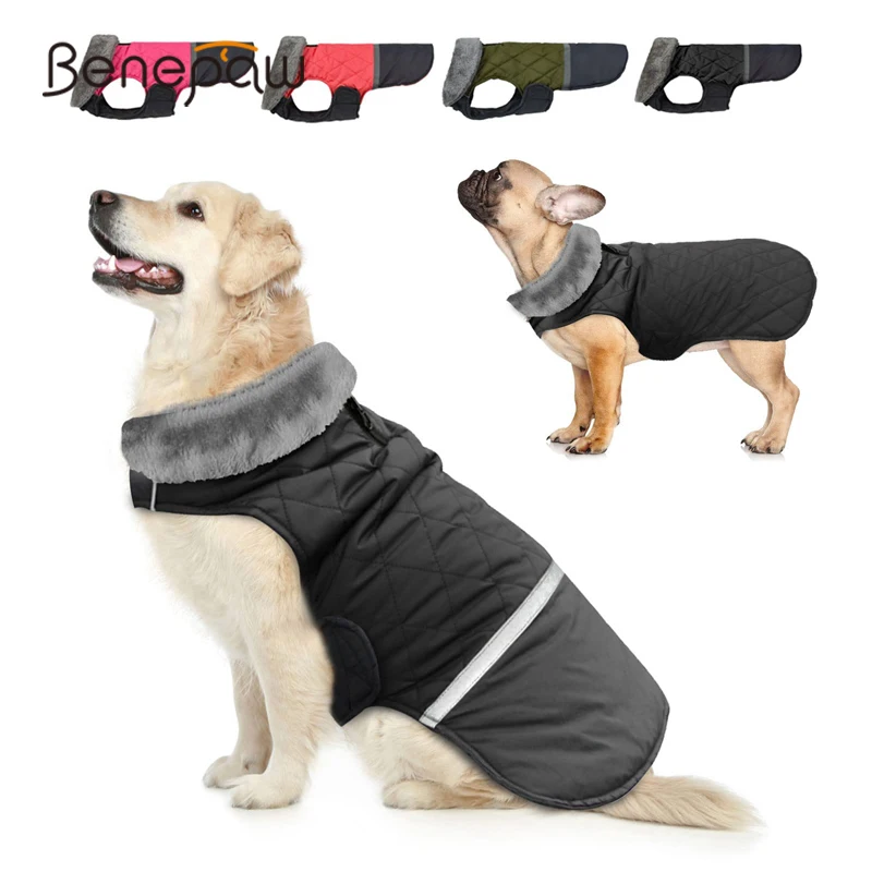 Benepaw abrigo reversible perro chaqueta cuello vellón cálido ropa impermeable cachorros pequeños medianos grandes invierno