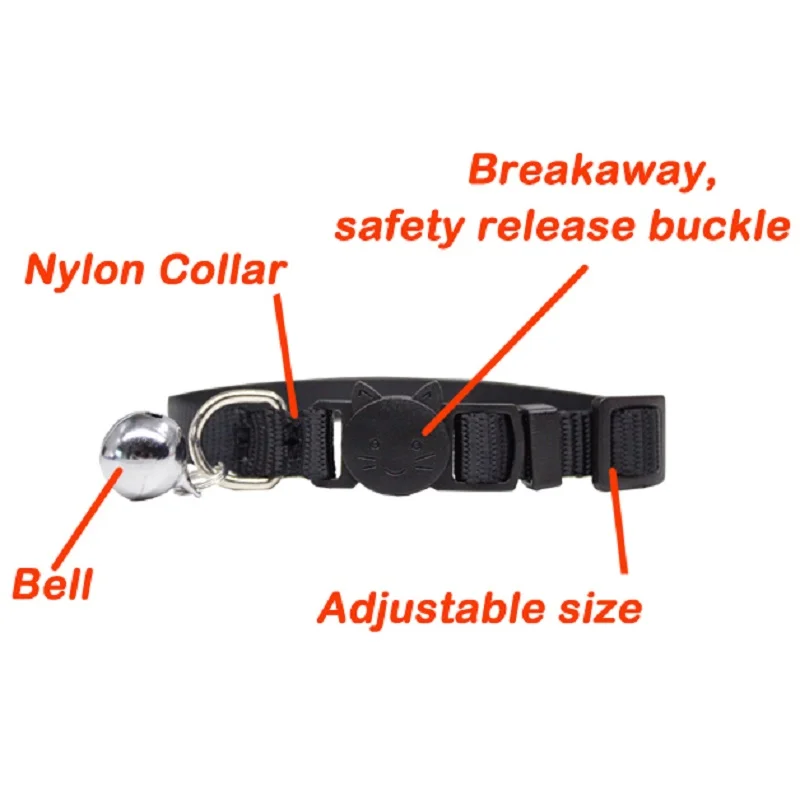 Collar personalizado con etiqueta de identificación para mascotas, etiquetas personalizadas con grabado gratis, Collar para gato, bonito Collar ajustable de nailon con separación de seguridad para perros pequeños - imagen 5