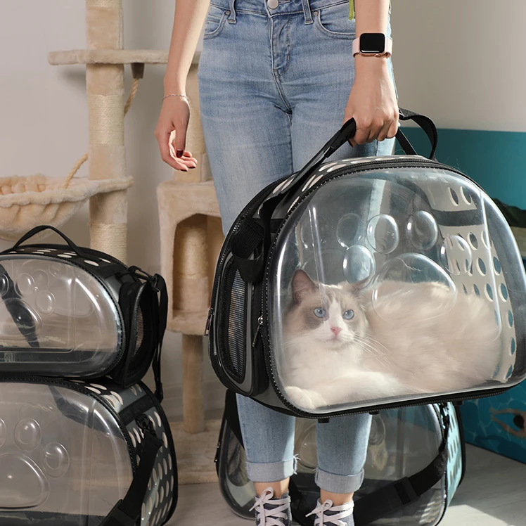 TNLY-Bolsa de transporte transparente para gato, cápsula espacial, transpirable, mochila para mascotas pequeñas, jaula de viaje, bolso para gatito - imagen 5