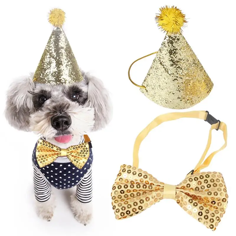 Dorakitten-Conjunto de ropa y accesorios para el cabello para mascotas, conjunto de 2 piezas con pompones, Bola de decoración, pajarita para gato, sombrero y cuello, suministros para mascotas - imagen 2