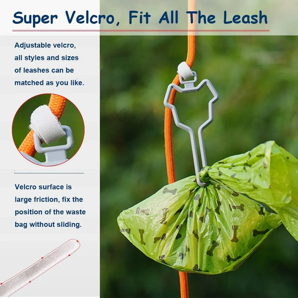 Bolsas para excrementos de perros, Clip manos libres, cuerda de tracción, dispensador de bolsas de inodoro, soporte dispensador de bolsas para excrementos de perros, suministros de limpieza para gatos - imagen 2