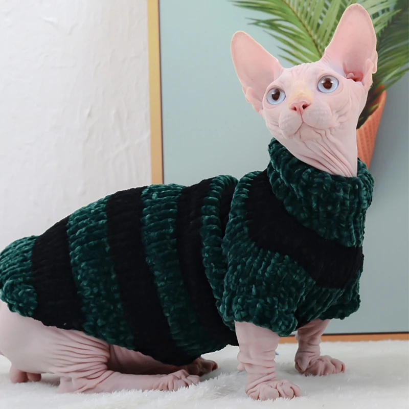 Ropa de gato invierno cálido suave hecho a mano gatos suéter tejido Sphynx gato sudaderas con capucha jersey Sphinx gatito Chihuahua York disfraces - imagen 3