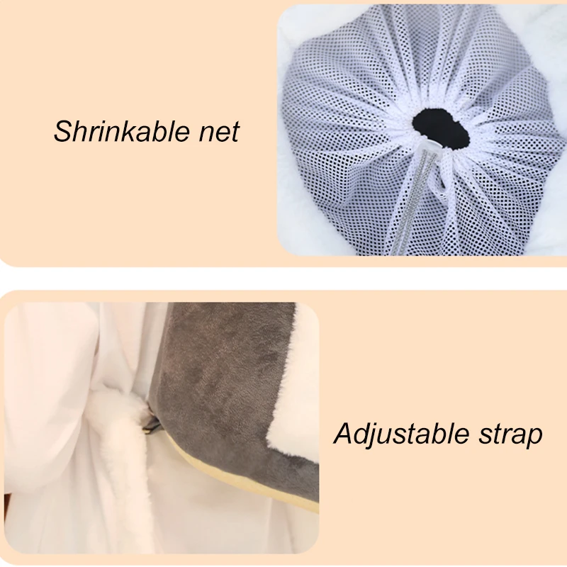 Bolsa transportadora de mascotas de felpa cálida y bonita, mochila portátil para transporte de gatos, paquete de pecho para perros pequeños, cesta de viaje para cachorros - imagen 5