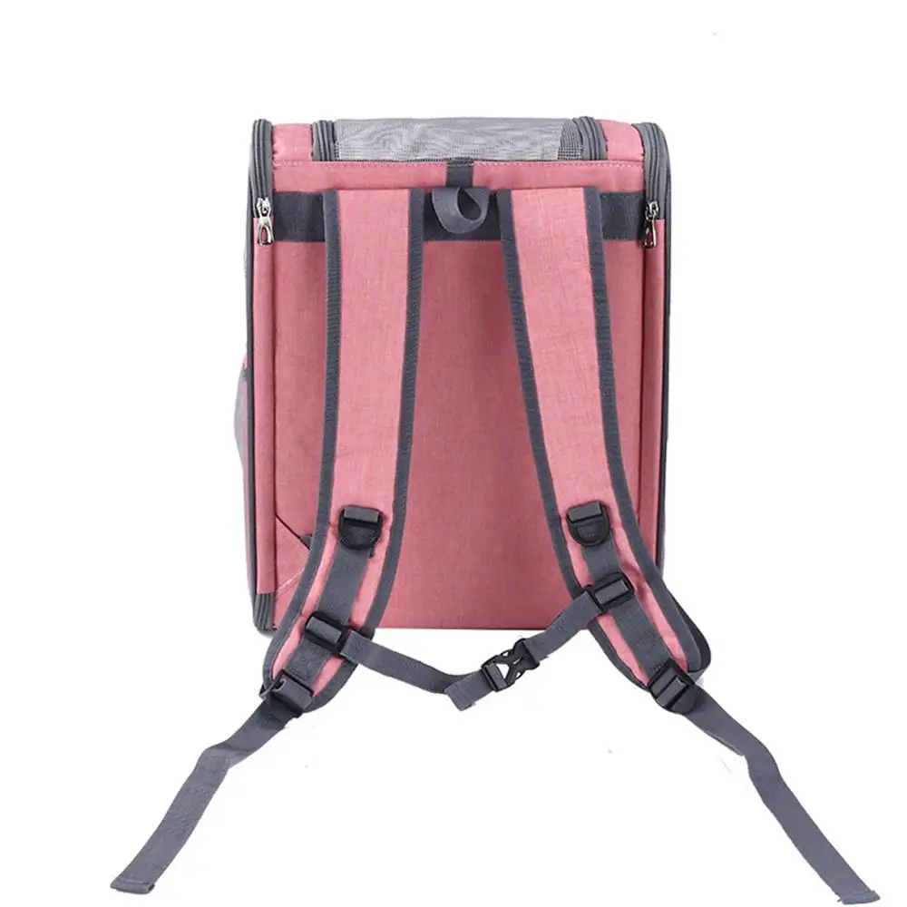 Mochila plegable para mascotas, bolsa de malla transpirable para perro y gato, para exteriores, plegable, acolchada, con doble hombro, portador duradero - imagen 2