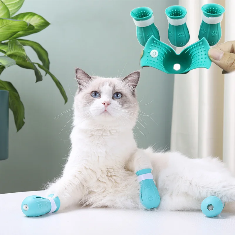 Calcetines de silicona para baño de gatos antiarañazos