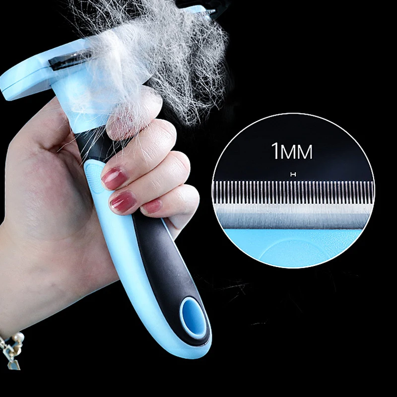 HOOPET-peine de depilación para perros y gatos, cepillo de recorte de piel desenredante, herramienta de aseo para mascotas de pelo largo y rizado mate - imagen 4