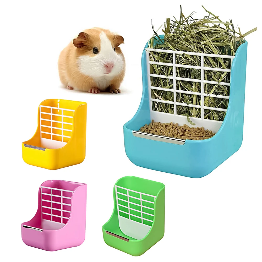 Alimentador de conejo, heno, hierba, cuenco, caja colgante, estante de Guinea, accesorios de heno - imagen 3