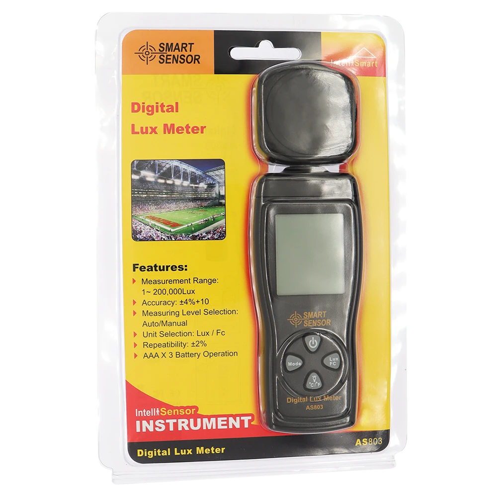 Medidor de luz Digital AS803 Luxmeter, fotómetro uv, radiómetro LCD, iluminómetro, probador de luminancia - imagen 4