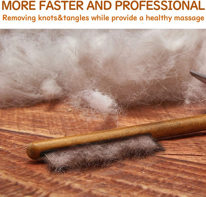 Benepaw-peine profesional para perro, cómodo mango de madera, dientes cortos y largos, peine para mascotas para eliminar enredos de nudos de pelo suelto mate - imagen 4