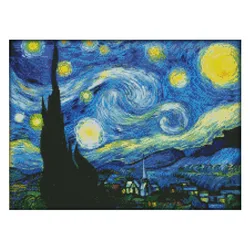 Kit punto de cruz La Noche Estrellada de Van Gogh – Bordado DIY para decoración