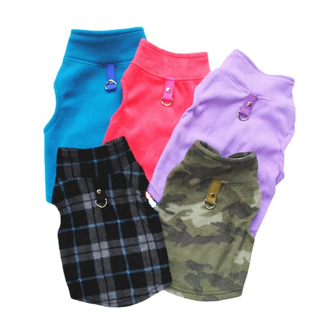 Suéter con correa para perros mostrado en diferentes colores