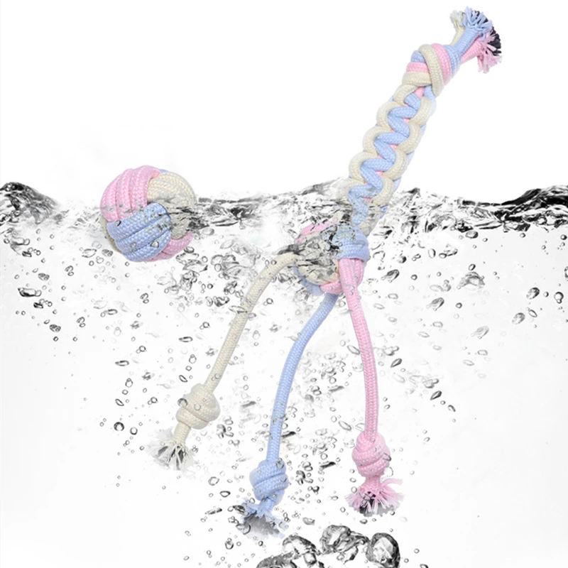 Juguetes Para Perros de algodón con nudo para masticar, cuerda trenzada duradera para mascotas, cachorro, 15CM, herramienta divertida, suministros para mascotas, Color macarrones - imagen 3