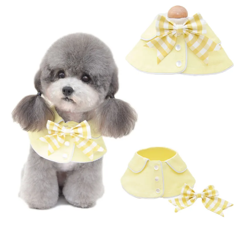 Bandana con lazo para perro, pañuelo con cinta, cuello falso, chal para cachorro y gato, bufanda rosa, azul, verde, amarillo, Baberos para perro, capa para el cuello, accesorios para mascotas, S-L - imagen 3