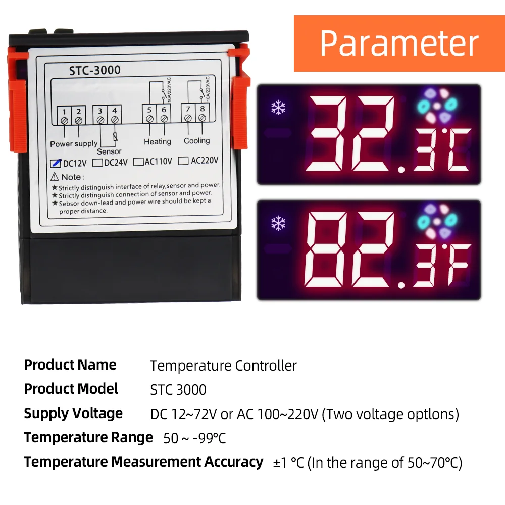 Controlador de temperatura de STC-3000, termostato Digital de 12V, 24V, 220V, termorregulador, microordenador, relé de Control de temperatura con Sensor - imagen 4