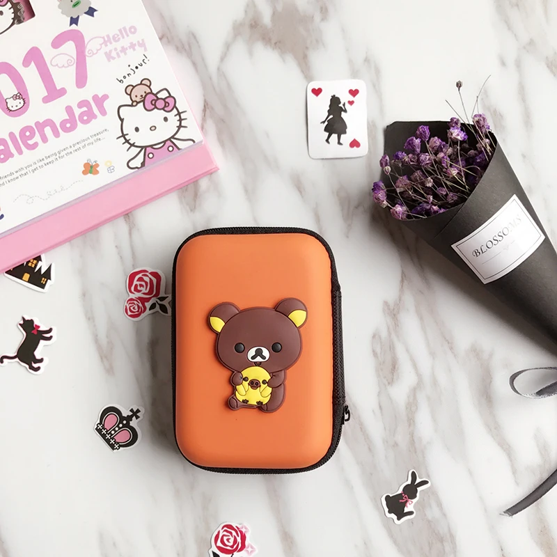 Mini bolsa de almacenamiento de auriculares de dibujos animados, estuche para llaves, monedas, caja de soporte duro, tarjeta de memoria, organizador de almohadillas para los oídos - imagen 3