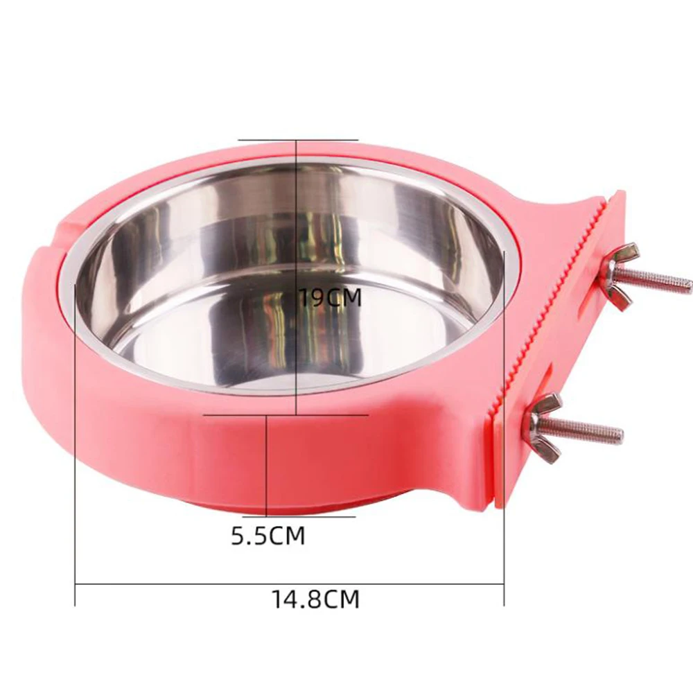 Jaula para mascotas de altura ajustable, cuencos de comida colgantes de acero inoxidable, alimentador fijo, cuenco para gatos, suministros de alimentación para cachorros, accesorios para mascotas - imagen 5