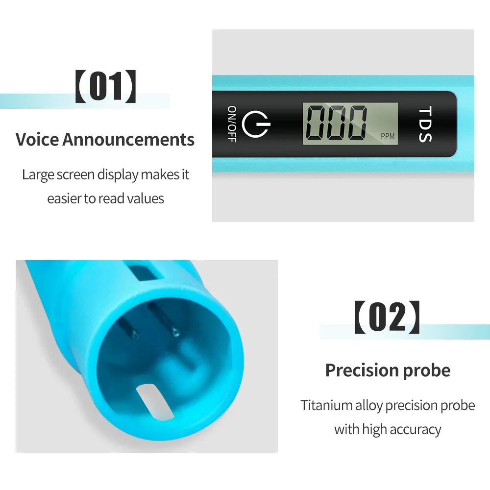 Medidor TDS portátil, bolígrafo TDS con un clic, detección PPM, pantalla LCD, Probador de Calidad del Agua potable para piscinas hidropónicas de acuario - imagen 5