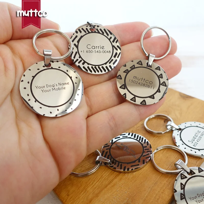 Etiqueta de perro de acero inoxidable con diseño personalizado, etiqueta redonda para perro, letras gratis, etiqueta de nombre para mascota, 3 estilos - imagen 3