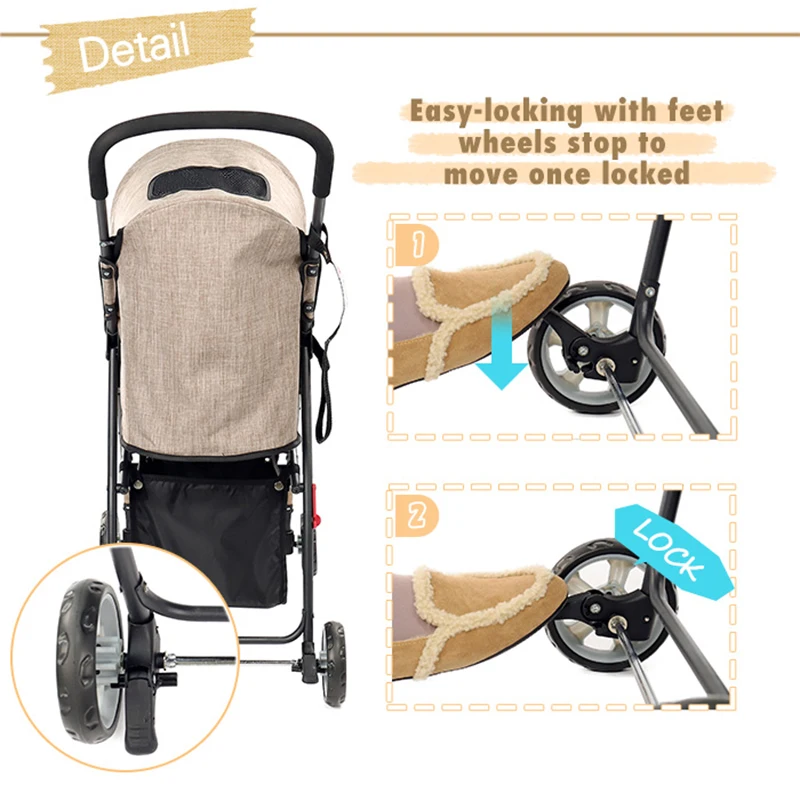 Domastic-cochecito de transporte para perro y gato, carrito plegable y ligero, transpirable, para exteriores - imagen 4
