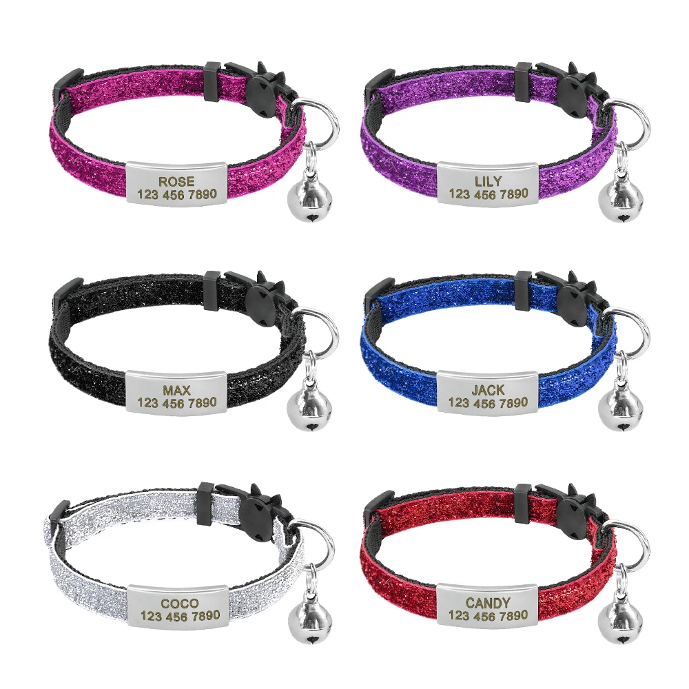 Collar de liberación rápida para gato, Collar personalizado con etiqueta de identificación para cachorro y gatito, con campana, regalo para perros y gatos pequeños - imagen 2