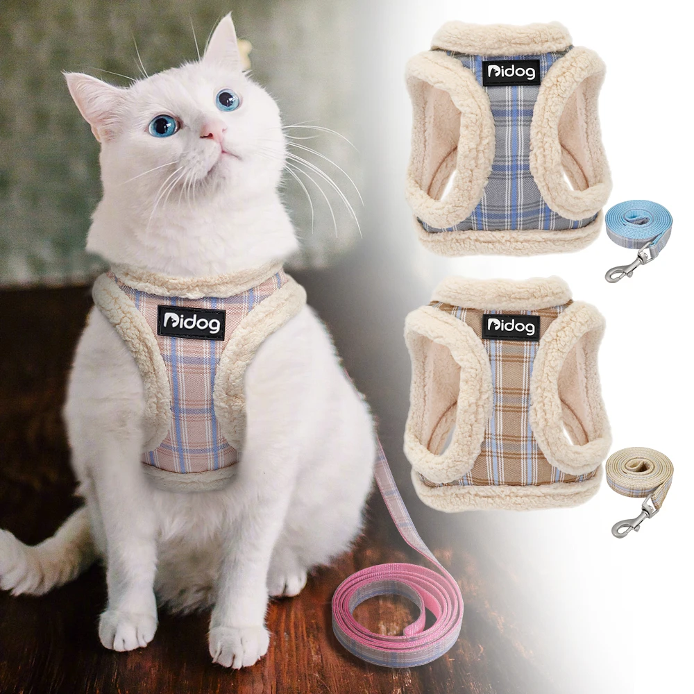 Lindo arnés para Gato, chaleco suave acolchado para Chihuahua, cachorro, arnés para gato, Collar, correa ajustable para caminar para perros pequeños y medianos y gatos
