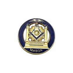 Alfiler de solapa masónico dorado con broche de mariposa – 1 pulgada
