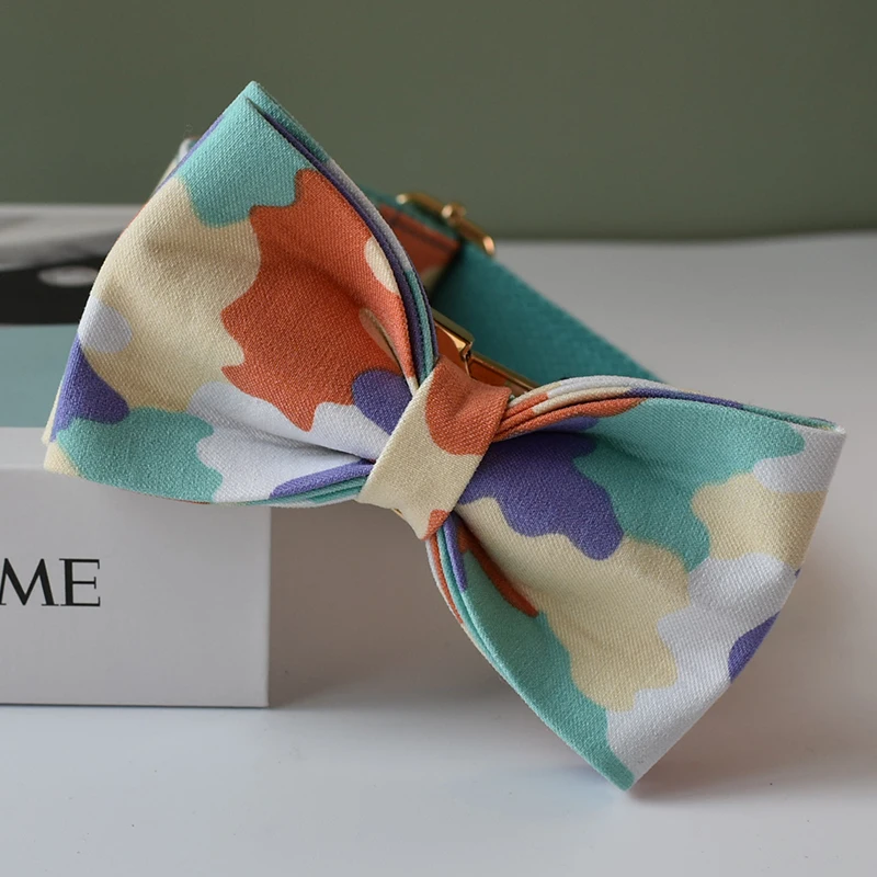 Correa personalizada para perros medianos y grandes, Collar para mascotas con pajarita, hebillas de Metal ajustables, camuflaje 02 - imagen 4