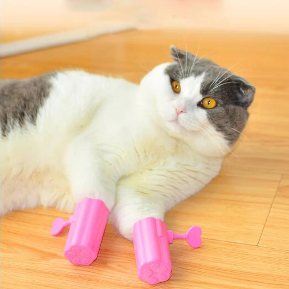 Guantes ajustables para gatos domésticos, botas antiarañazos, zapatos ajustables, guantes para raspar, cubierta de uñas para el baño, suministros para mascotas, 4 Uds. - imagen 4