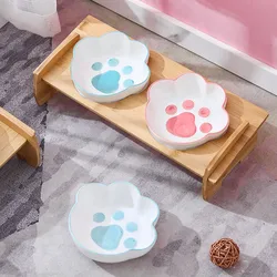 Cuenco elevado doble forma pata para gatos y perros en cerámica
