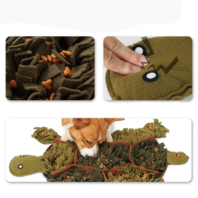 Perro usando la estera snuffle