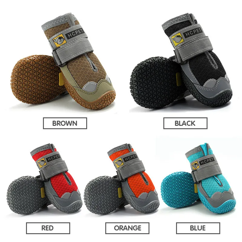 Zapatos transpirables para perros grandes, calzado profesional antideslizante y duradero con suela de goma para senderismo, 4 unidades por Set - imagen 4